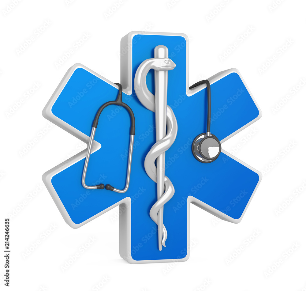 Star of Life Symbol with Stehoscope Isolated Star of Life Symbol with Stehoscope Isolated