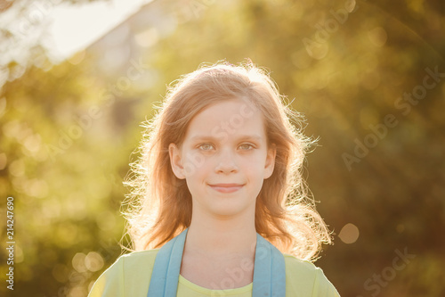 beautiful teen girl in sunset light