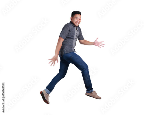 Happy Young Man Walking on Air