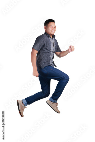 Happy Young Man Walking on Air