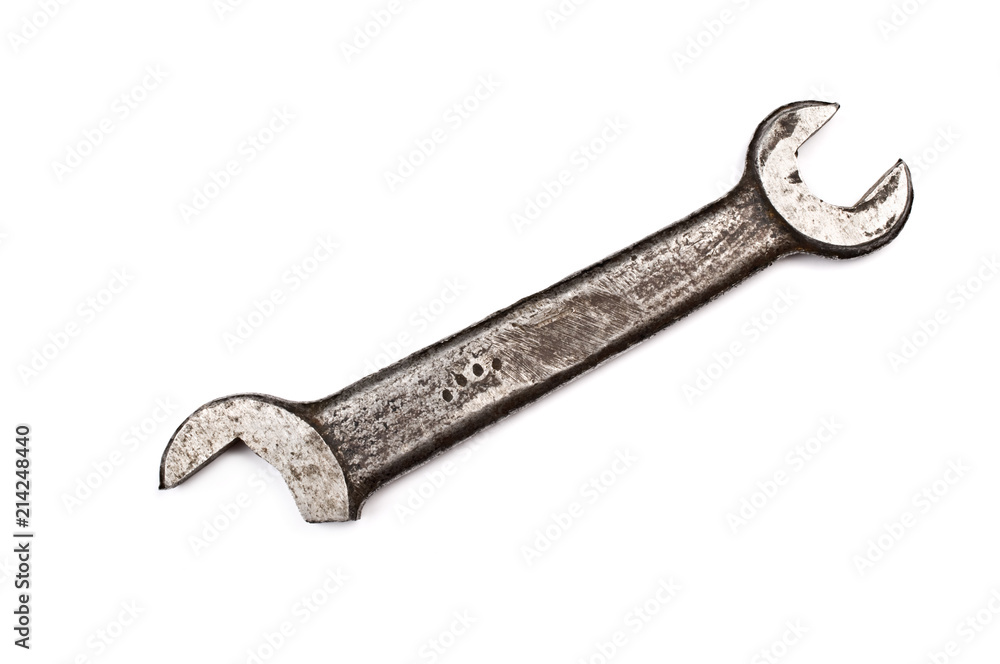 Broken old wrench isolated on white background. Broken old wrench isolated on white background.