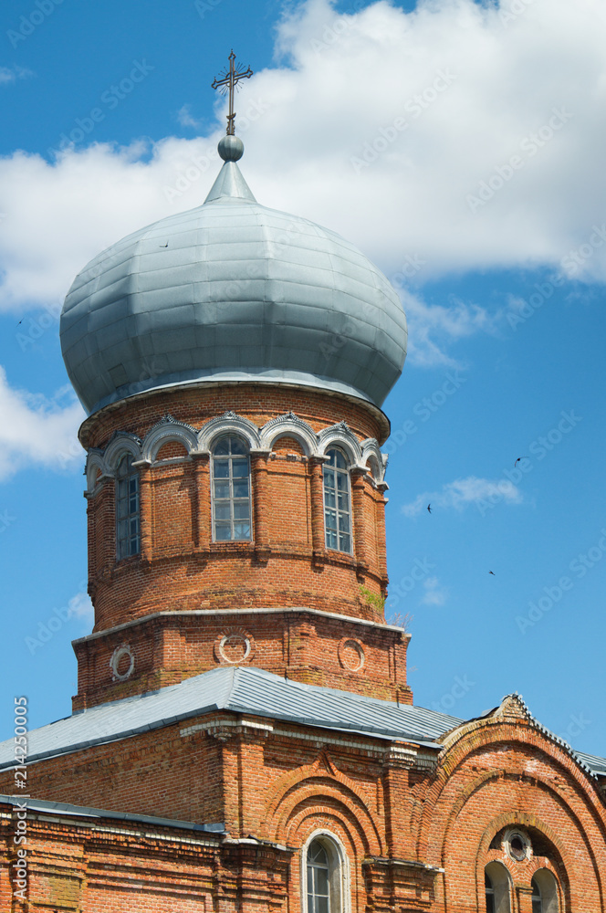 Temple of St. Michael's village Podgornoye. Brick Russian Orthodox Church of the 19th century, built in 1889