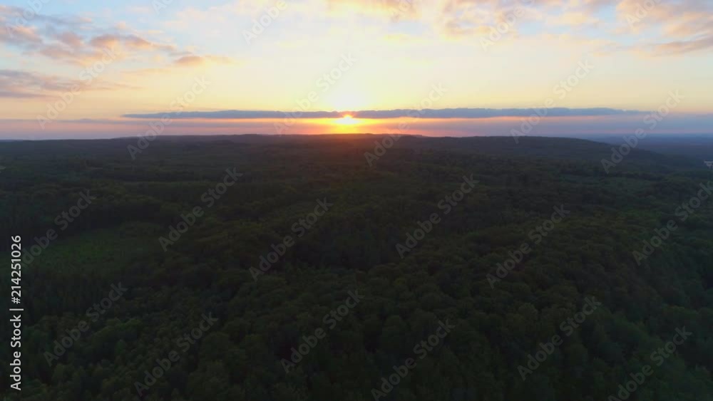 Aerial view of deciduous forest at sunset. Drone shot flying forward over beautiful landscape in Southern Sweden. Nature background in 4K resolution Aerial view of deciduous forest at sunset. Drone shot flying forward over beautiful landscape in Southern Sweden. Nature background in 4K resolution