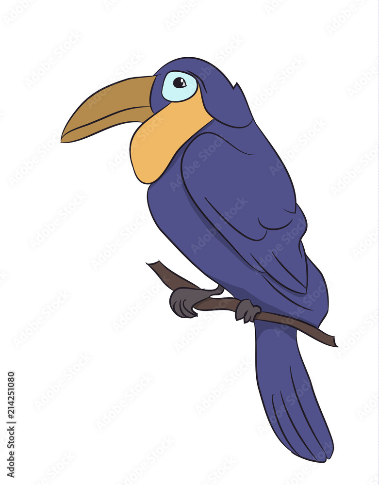 Fototapeta premium bird sitting on a branch, vector
