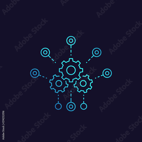 development, software integration, automation vector icon, linear style