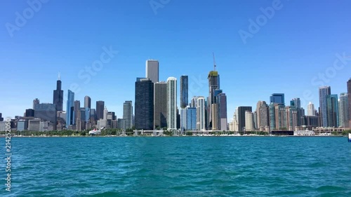 lakefront and the chicago skyline from the lake