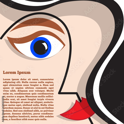 The stylized face of a woman. Vector illustration.