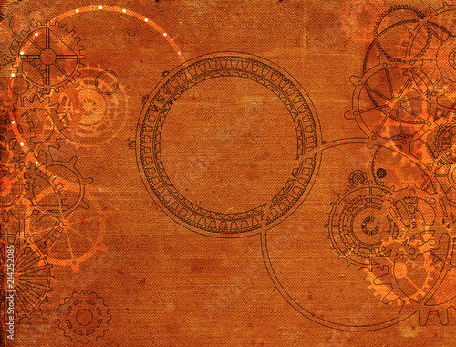 Wallpaper Mural Vintage steampunk background, cogs and gears on grunge old canvas paper Torontodigital.ca
