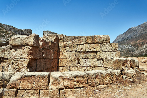 stone ruins in the mountains on the island of Crete.