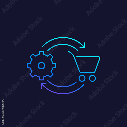 order processing vector linear icon