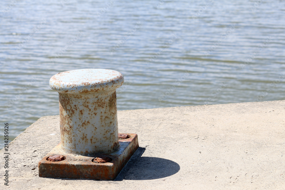 Bollard on the harbor edge