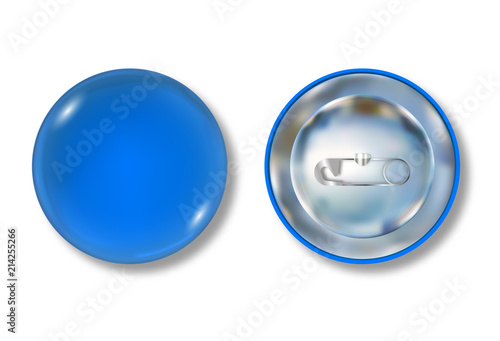 Blue pin button front and back side
