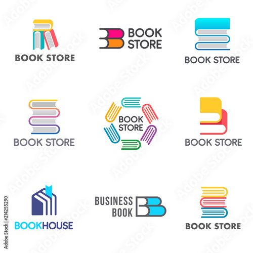 Set of vector logo design template for the book store