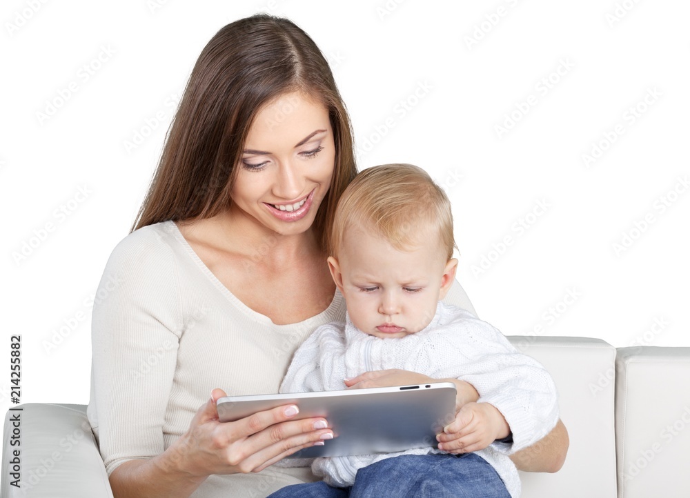 Mother with Baby Using Tablet Mother with Baby Using Tablet