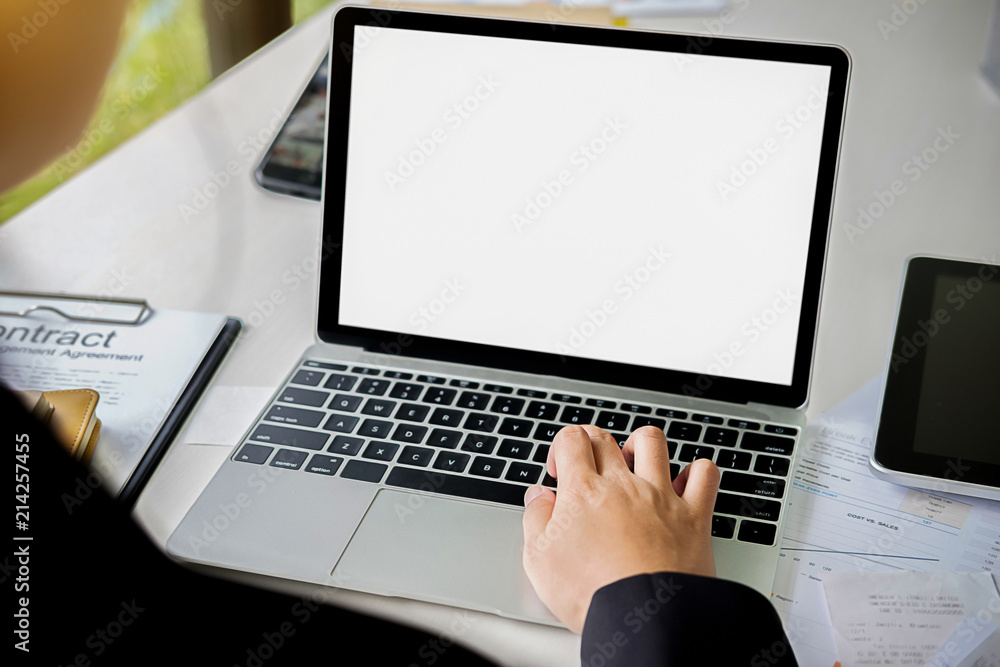 Fototapeta premium Administrator business man financial inspector and secretary making report calculating balance. Internal Revenue Service checking document. Audit concept