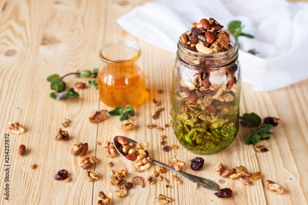 Mix of dried nuts with fruits Mix of dried nuts with fruits