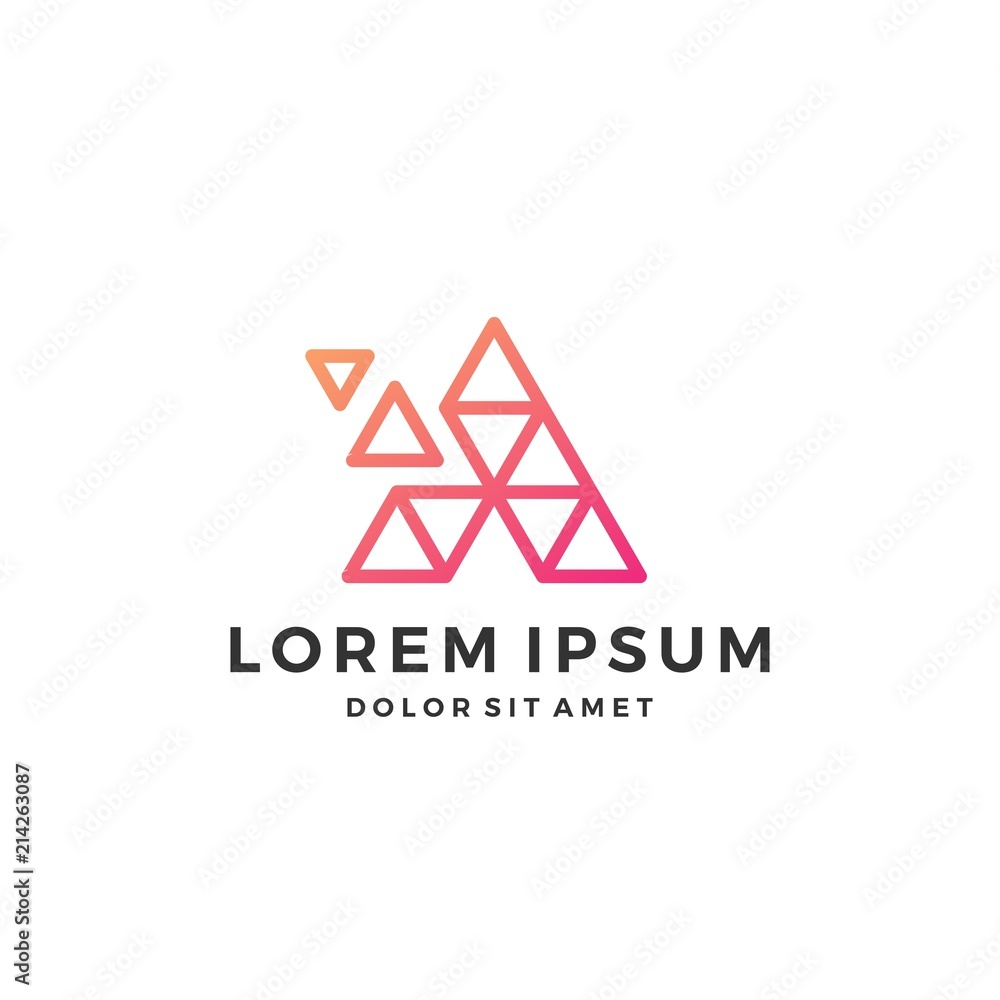 A letter pixel triangle geometric logo download A letter pixel triangle geometric logo download