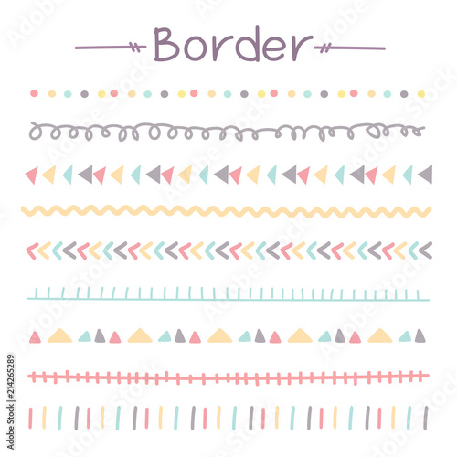 Set Of Colorful Doodle Borders. Vector Illustration.