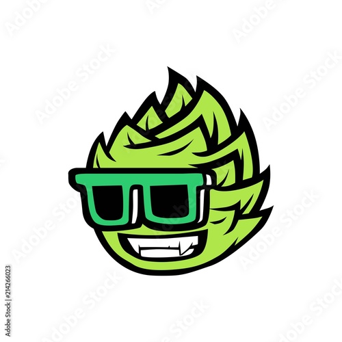 cool smiling hop brewing mascot with sunglasses vector illustration logo icon