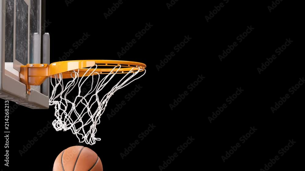 Beautiful Professional Throw Basketball Hoop Slow Motion Close-up. Ball Flies Spinning into Basket Net Black Background and Green Screen. Sport Concept. 3d Animation Alpha Matte 4k Ultra HD 3840x2160. Beautiful Professional Throw Basketball Hoop Slow Motion Close-up. Ball Flies Spinning into Basket Net Black Background and Green Screen. Sport Concept. 3d Animation Alpha Matte 4k Ultra HD 3840x2160.