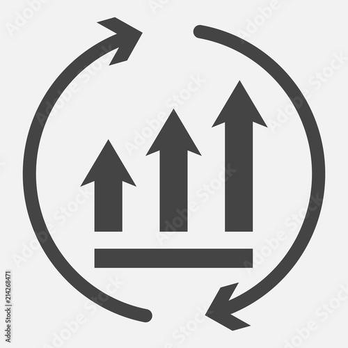 Growth graph with arrows in a circle. Vector business icon schedule