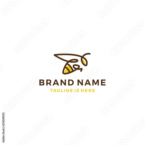 bumble bee honey hive logo template vector illustration