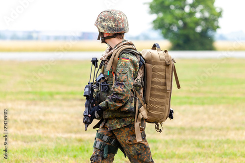 German soldier with a rifle on a training course