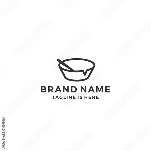 food bowl chat talk bubble social media vector icon logo template