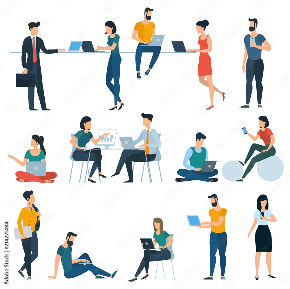 Φωτογραφία Young men and women with smartphones