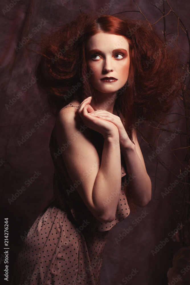 close up portrait redhair woman with bright creative make up close up portrait redhair woman with bright creative make up