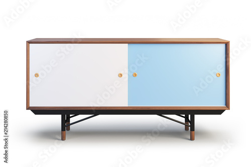 Wallpaper Mural Sideboard with retractable shelves. 3d render Torontodigital.ca