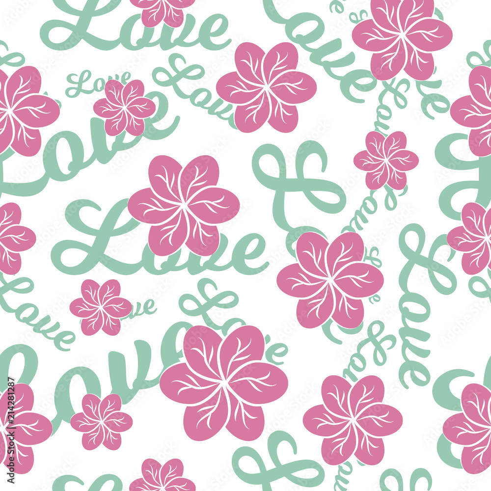 Fototapeta premium Love Floral Repeat Pattern