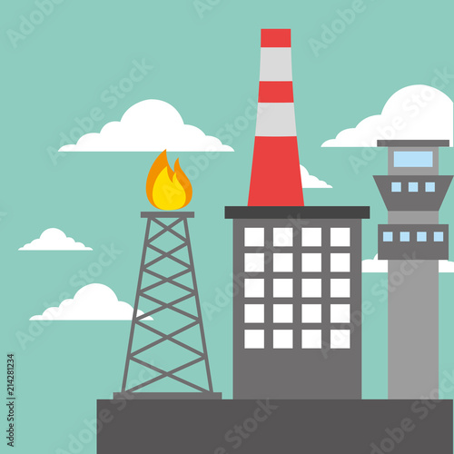 chemical plant refinery burning tower oil industry