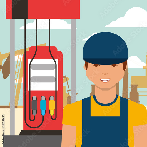worker man and gas station oil industry