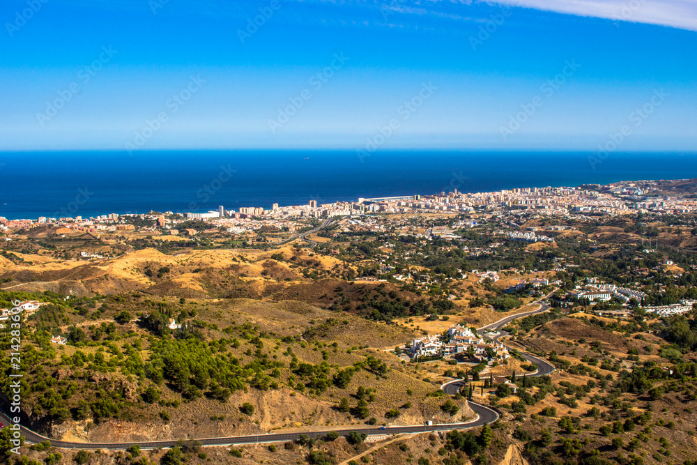 Landscape. View of Fuengirola and the Mediterranean Sea from the observation deck of Mijas. Costa del Sol, Andalusia, Spain. Picture taken – 15 july 2018.