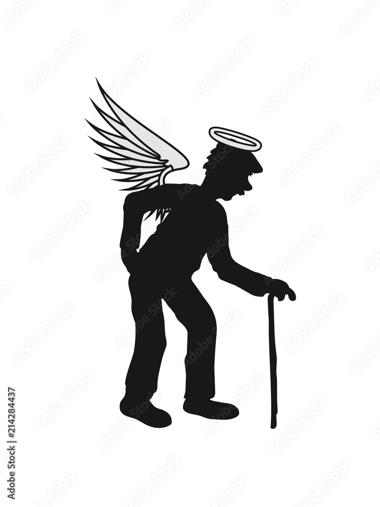 opa engel tot gestorben himmel flügel erben stock gehen rücken