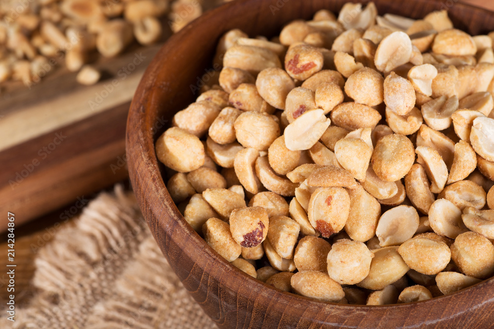 Bowl of Dry Roasted Peanuts Closeup Bowl of Dry Roasted Peanuts Closeup