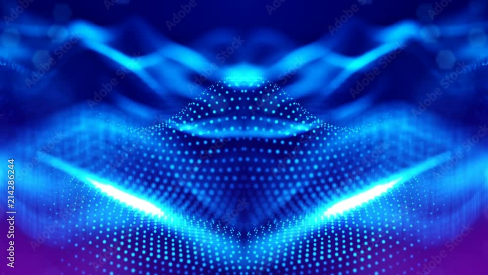 4k seamless 3d animation as sci-fi background with glow particles and ...