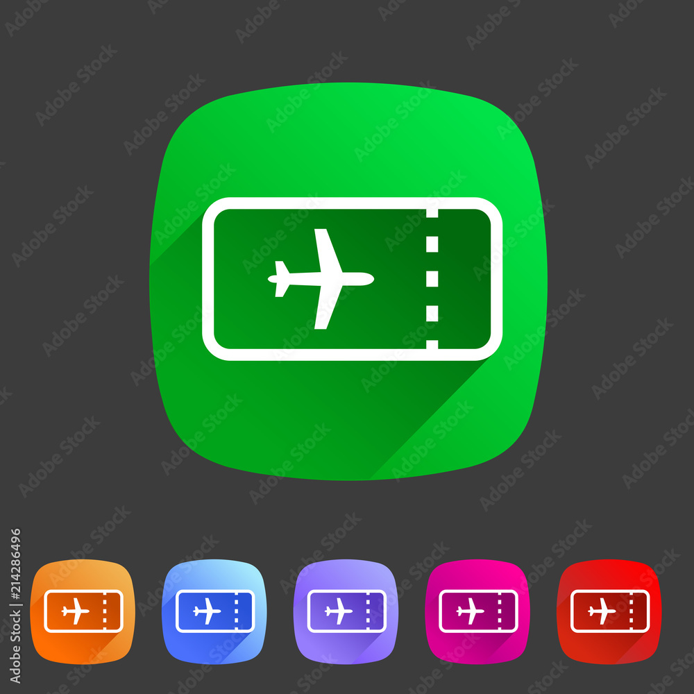 Aircraft airplane ticket trip travel icon flat web sign symbol logo label Aircraft airplane ticket trip travel icon flat web sign symbol logo label