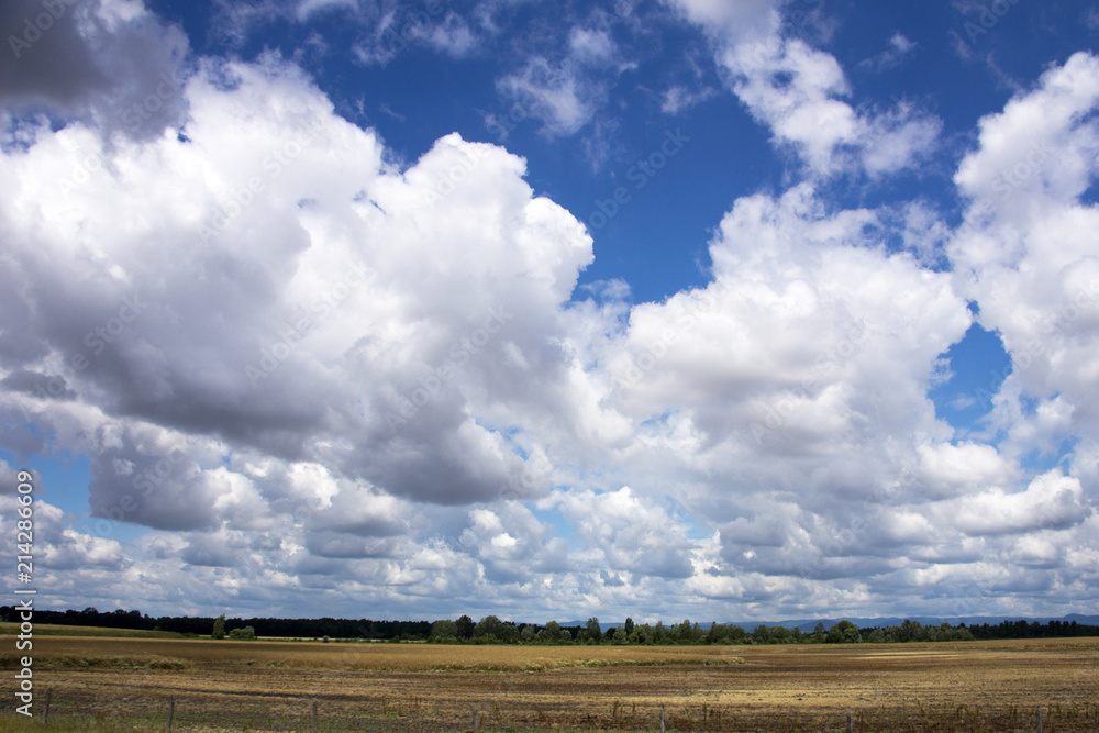 Fototapeta premium Beautiful blue sky with clouds in the Great Hungarian Plain