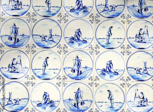 Typical blue delft tiles photo