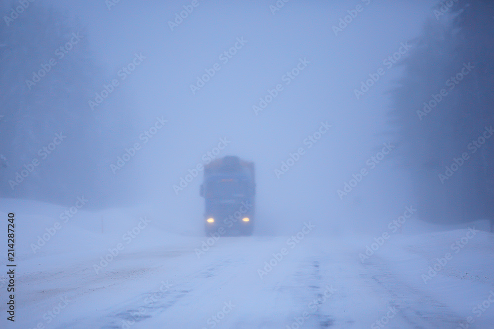 snow and fog on the winter road landscape / view of the seasonal weather a dangerous road, a winter lonely landscape snow and fog on the winter road landscape / view of the seasonal weather a dangerous road, a winter lonely landscape