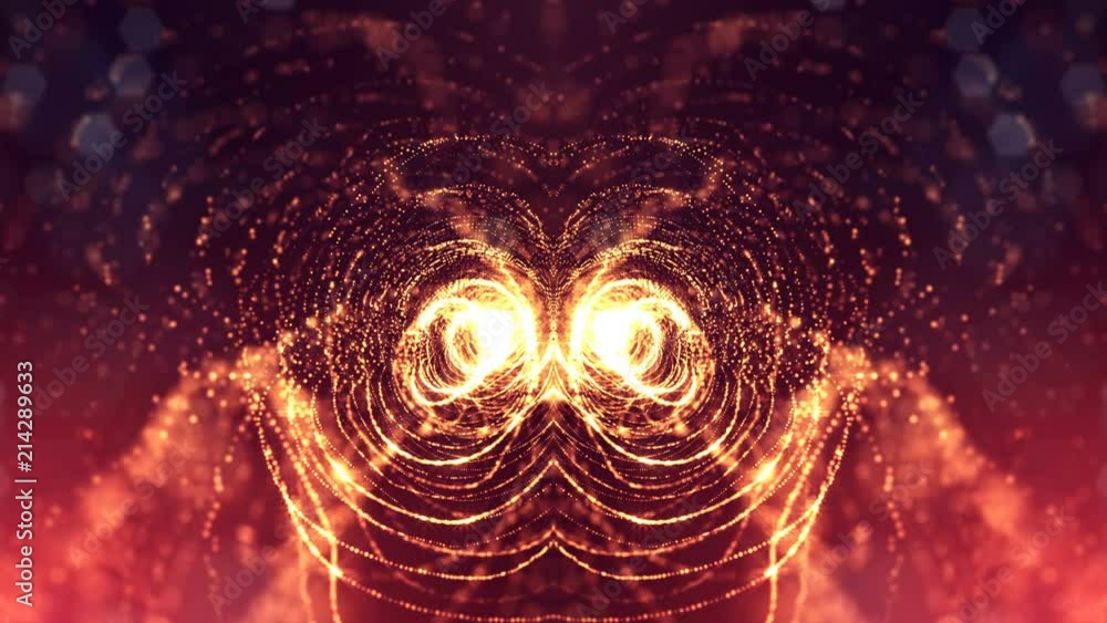 4k seamless 3d animation as sci-fi background with glow particles and ...