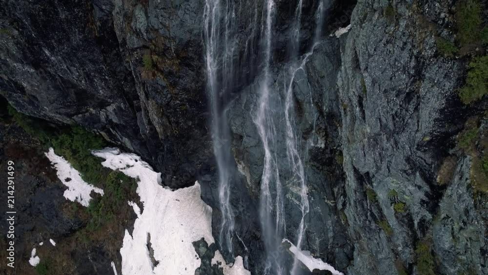 Glacier Melting Environment Aerial Following Waterfall Glacier Melting Environment Aerial Following Waterfall