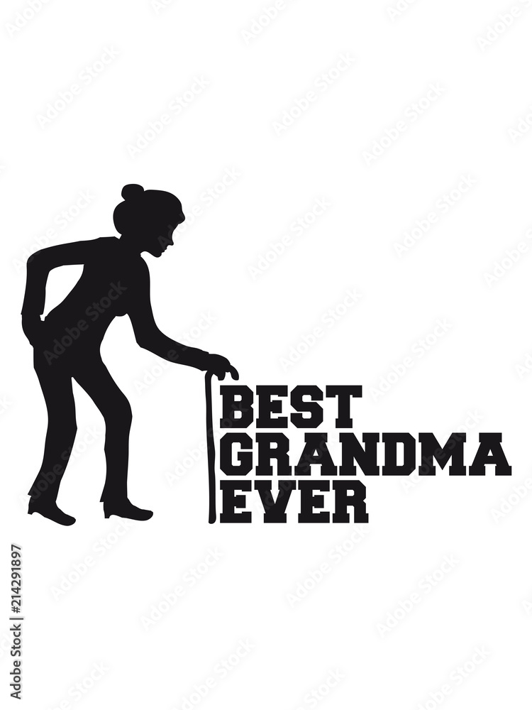 best grandma ever weiblich stock hut gehen rücken opa großmutter alt rente enkel frau geburtstag silhouette schwarz umriss schatten
