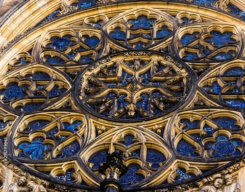 Detail of Famous St. Vitus Cathedral Prague  Czech Republic