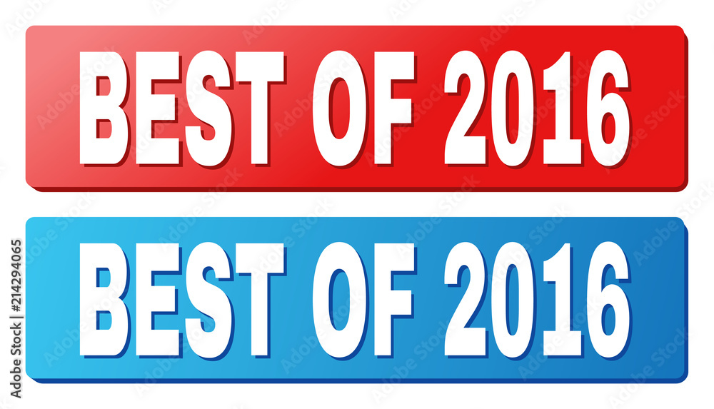BEST OF 2016 text on rounded rectangle buttons. Designed with white caption with shadow and blue and red button colors. BEST OF 2016 text on rounded rectangle buttons. Designed with white caption with shadow and blue and red button colors.