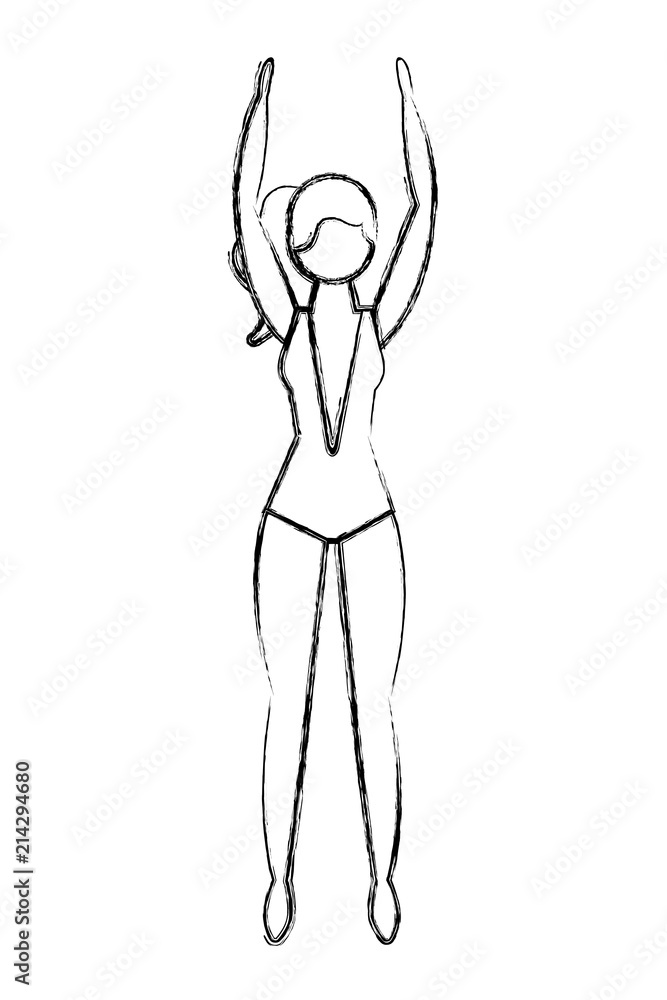 woman with swimsuit and hands up character woman with swimsuit and hands up character