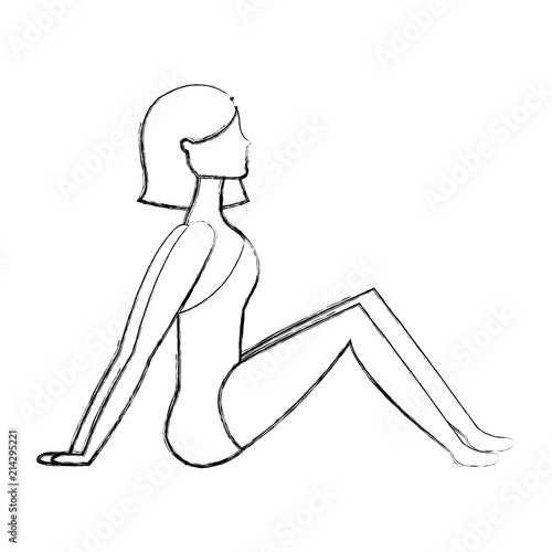 woman with swimsuit sitting character