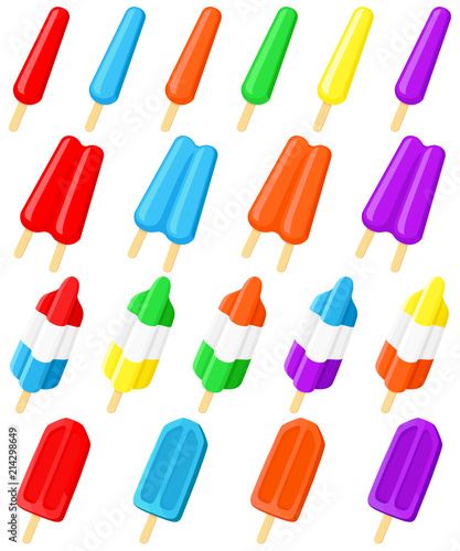 Vector illustration of a variety of frozen treats,